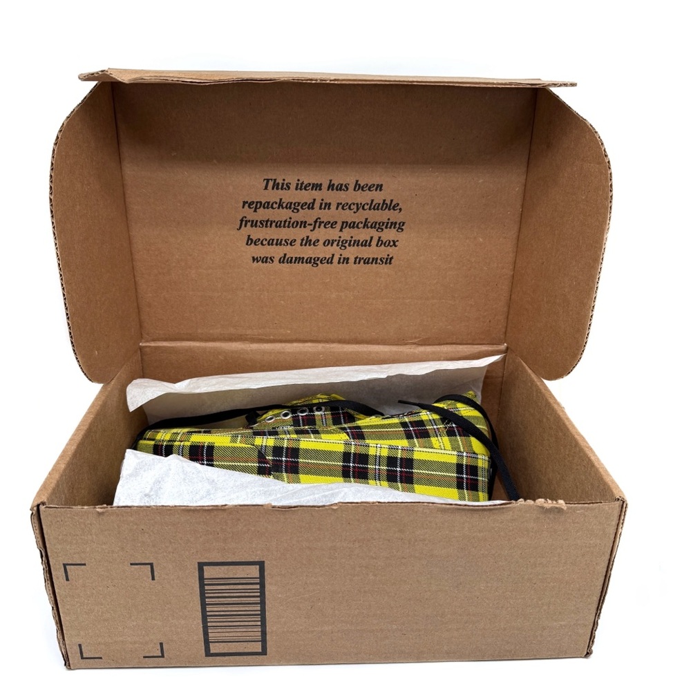 Vans Authentic Platform 2.0 Patent Plaid Lemon Chrome Black Sneakers Size 10 - Picture 10 of 11